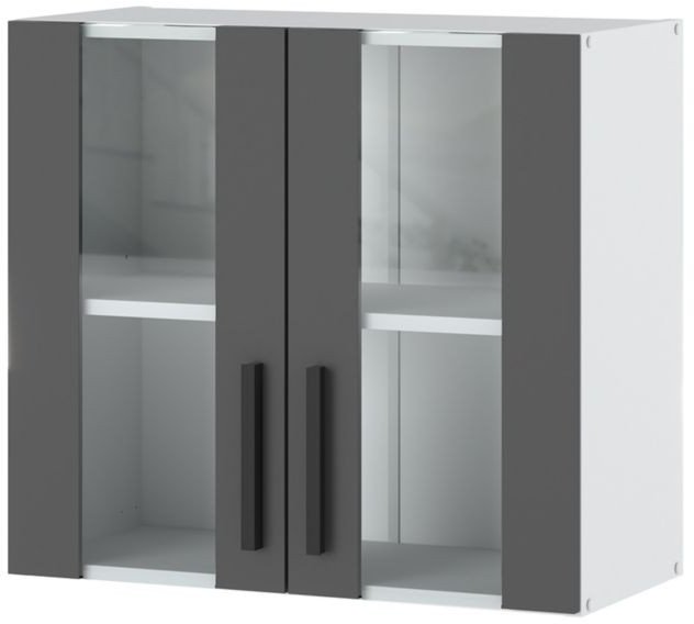 szafka kuchenna wisząca witryna ze szkłem modułowa 80cm blande biała szara