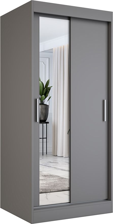 Elior Antracytowa szafa przesuwna z lustrem - Lenora 2X
