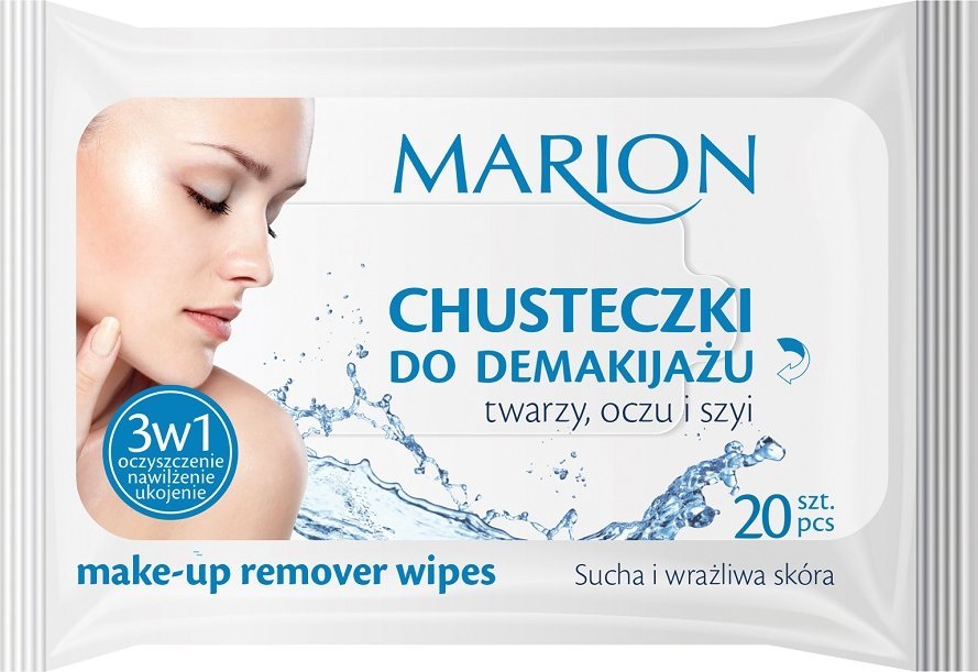 Marion Chusteczki do demakijażu twarzy ,oczu i szyi do skóry suchej i wrażliwej 20 szt.