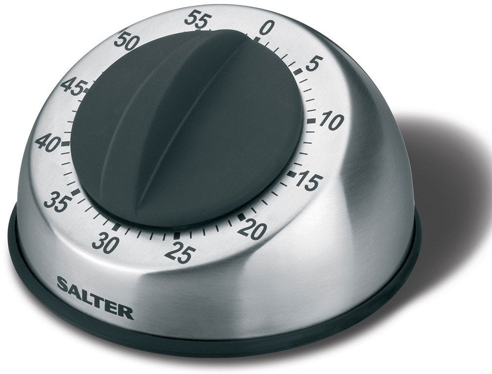 Salter 338 SSBKXR15, Mechanical kitchen timer, Black, Stainless steel, 60 min, Stainless steel, 96 mm, 96 mm