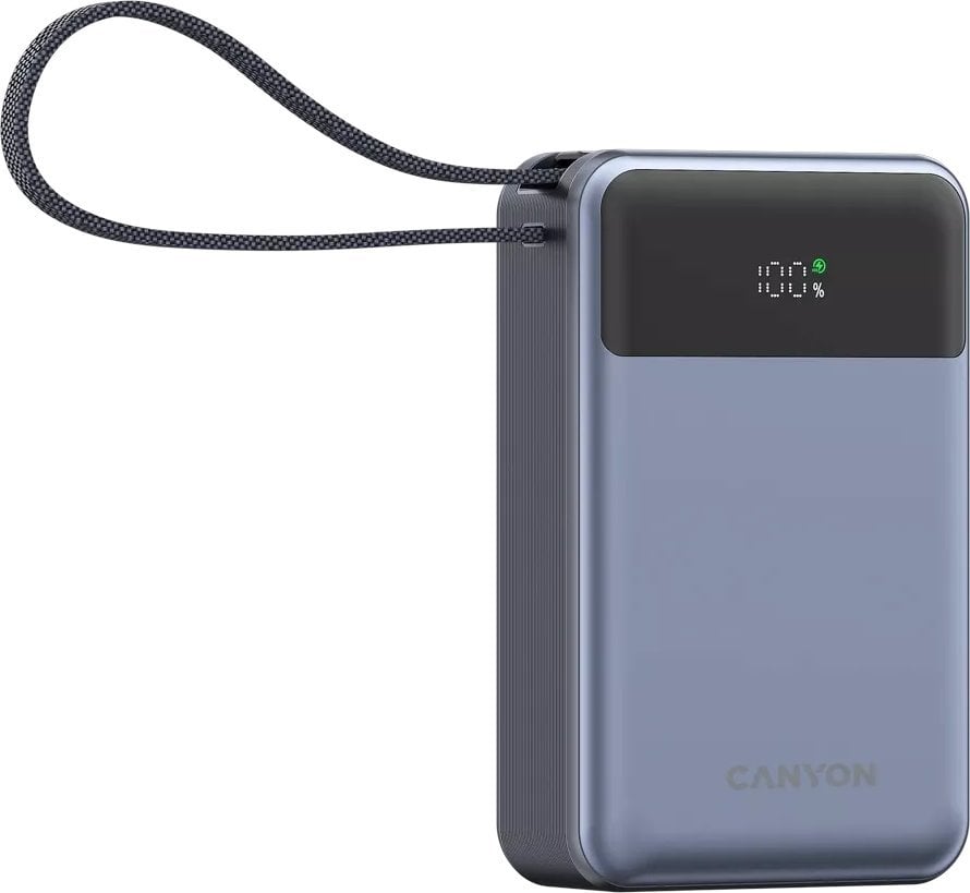 CANYON power bank OnPower 600 built-in cable 20000 mAh PD65W Dark Grey