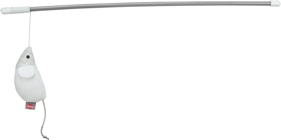 Wędka z myszką, zabawka, dla kota, plastik/plusz, 46 cm, z kocimiętką