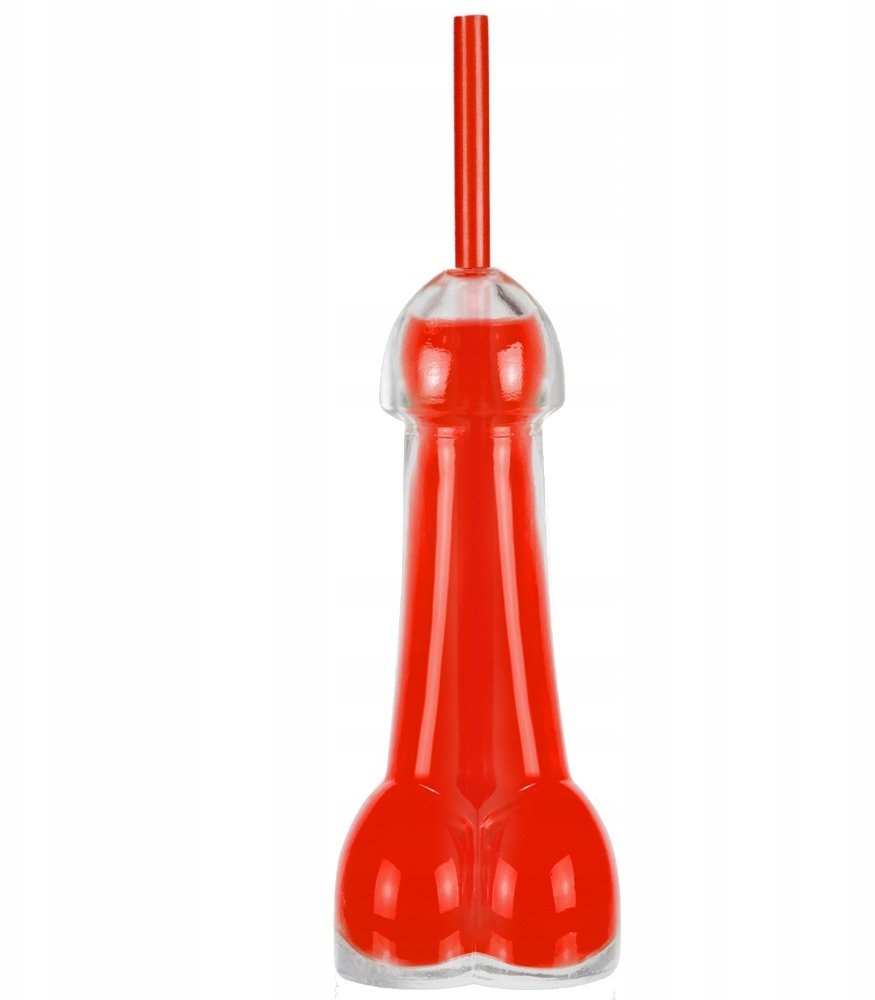 BUTELKA SZKLANA EROS 100ml na ALKOHOL IMPRĘZĘ ZABAWNY PREZENT + RURKA