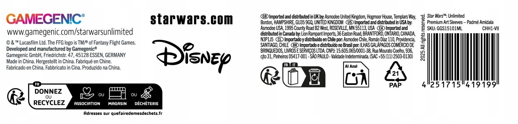 Gamegenic Star Wars Unlimited Card Game - Premium Art Sleeves - Padme Amidala