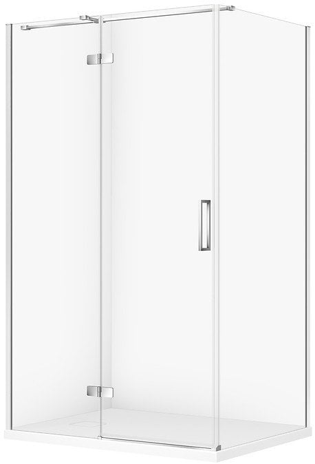 SET C595 KABINA CITY LEWA CHROM 120X90X195+TAKO SLIM BIAŁY MAT WIR