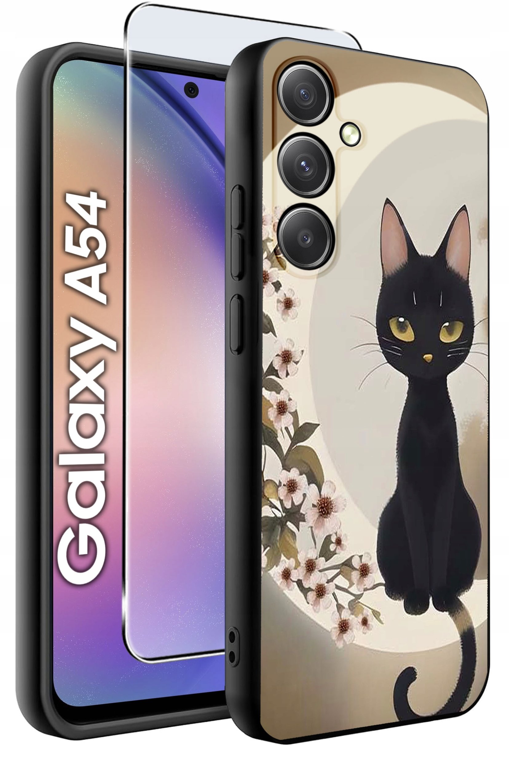 ETUI do Samsung A54 5G WZORY | SILIKONOWE MATT CASE + SZKŁO 9H