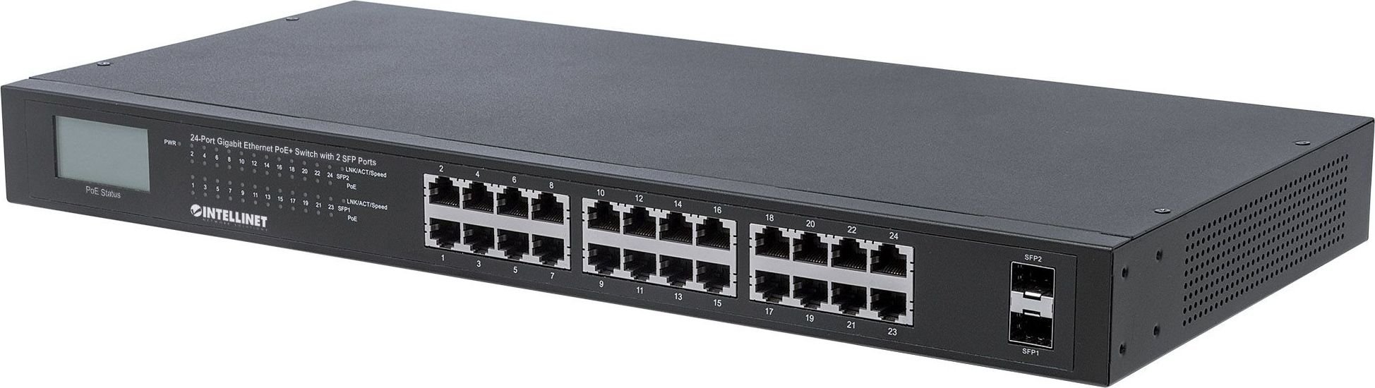 Switch Intellinet Network Solutions Gigabit 24x RJ45 PoE+, 2x SFP, wyświetlacz LCD (561242)
