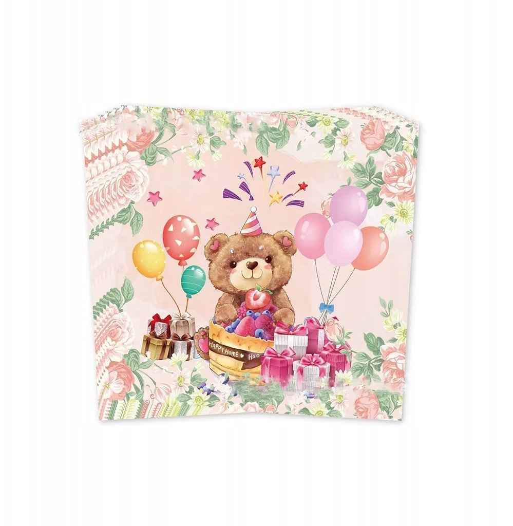 Serwetki Jednorazowe MIś Tort Happy Birthday URODZINY urodzinowe 8 szt.