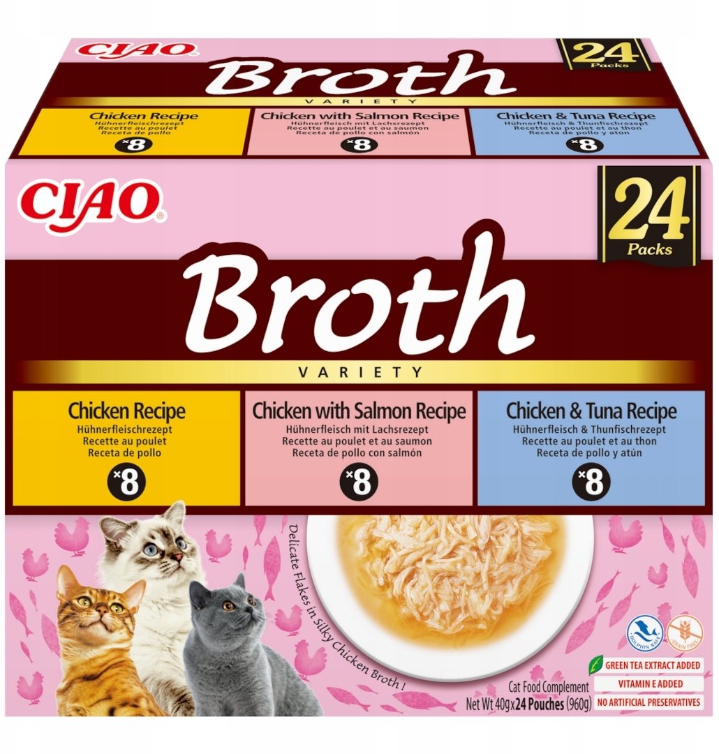 INABA CAT CIAO BROTH CHICKEN,FISH 24x40g