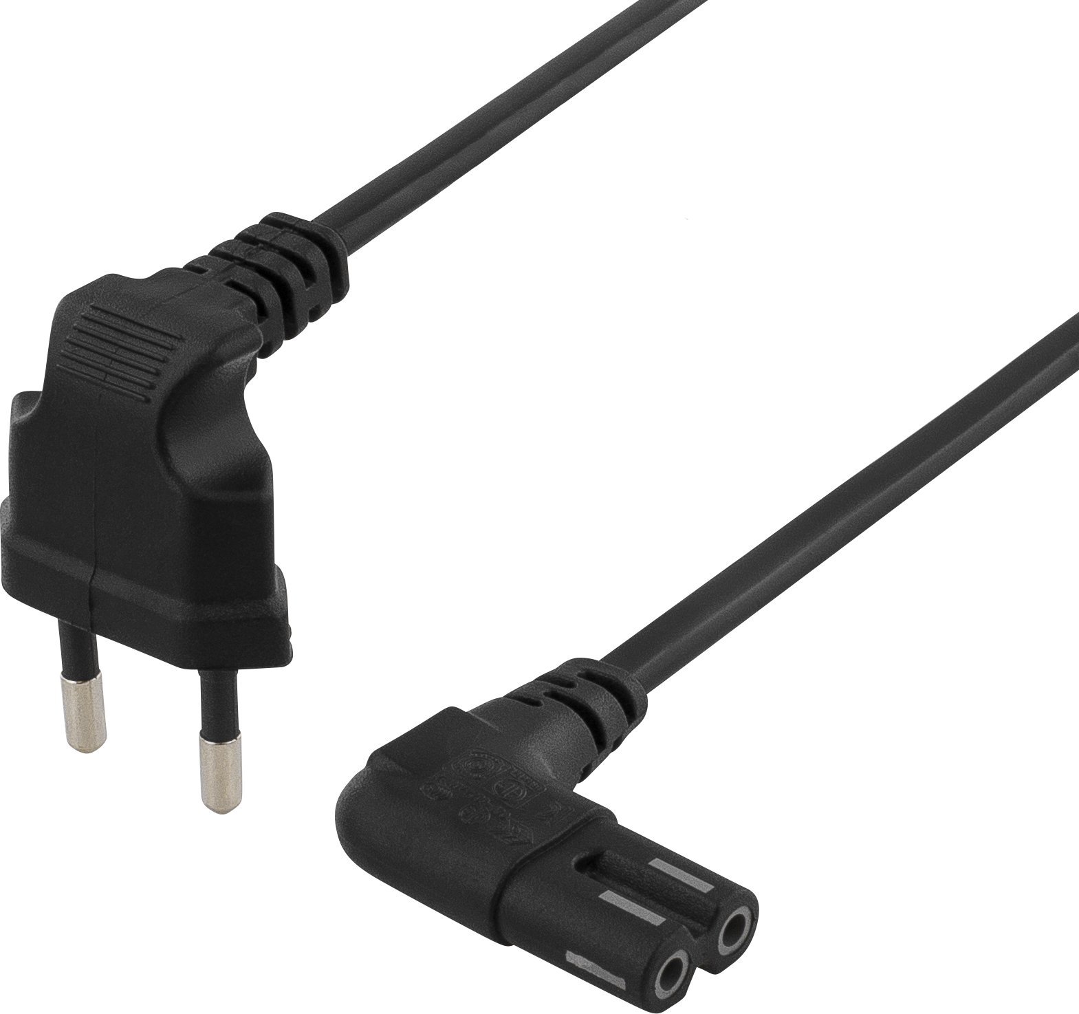 Power cord angled CEE 7/16 - IEC C7 2m black DEL-109BM (7333048012982)