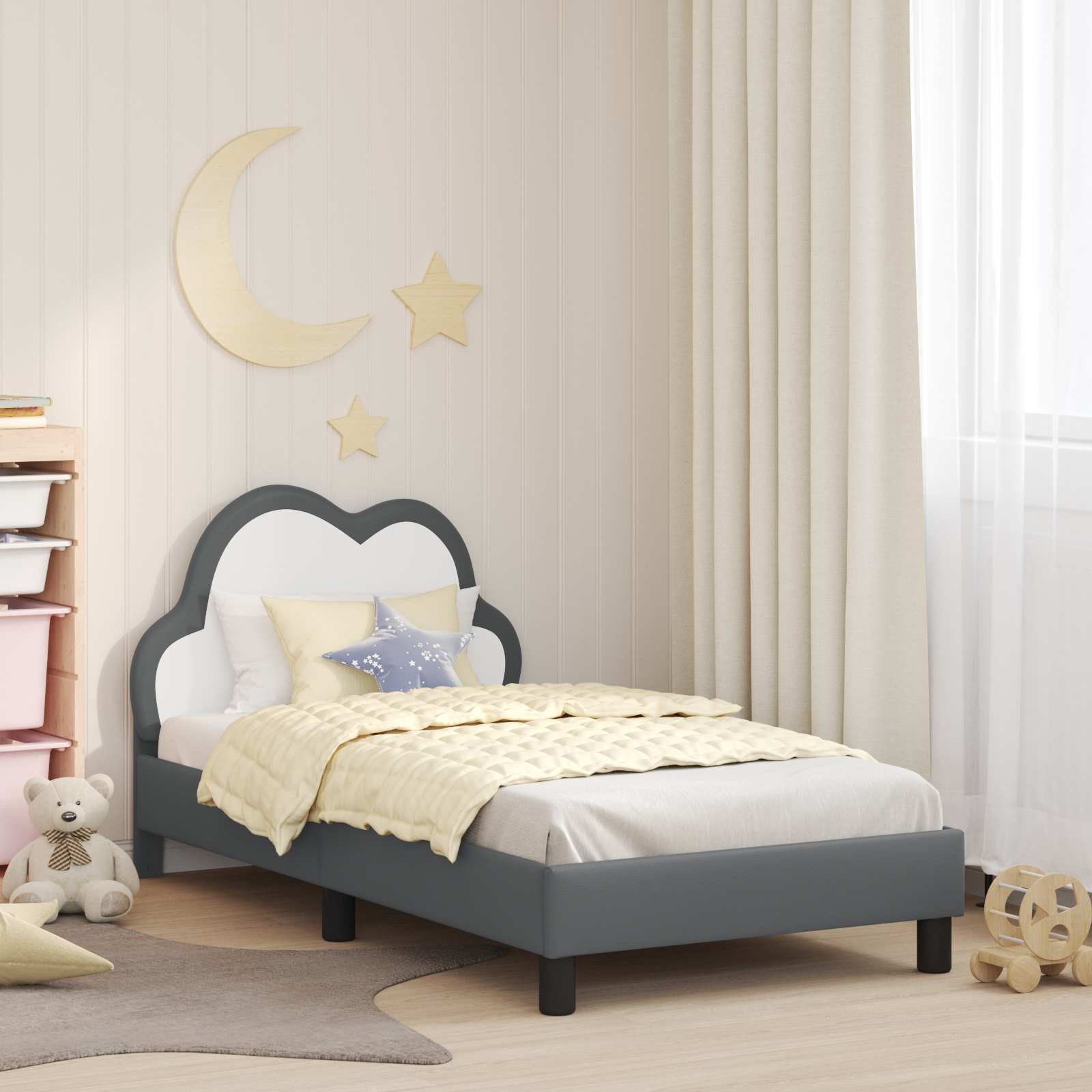 vidaXL Ramka łóżka Z zagłówkiem Jasnoszary 80 x 160 cm