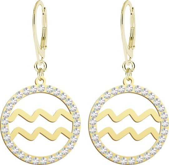 Radziszewska Jewellery Kolczyki Pozłacane Wodnik Znak Zodiaku