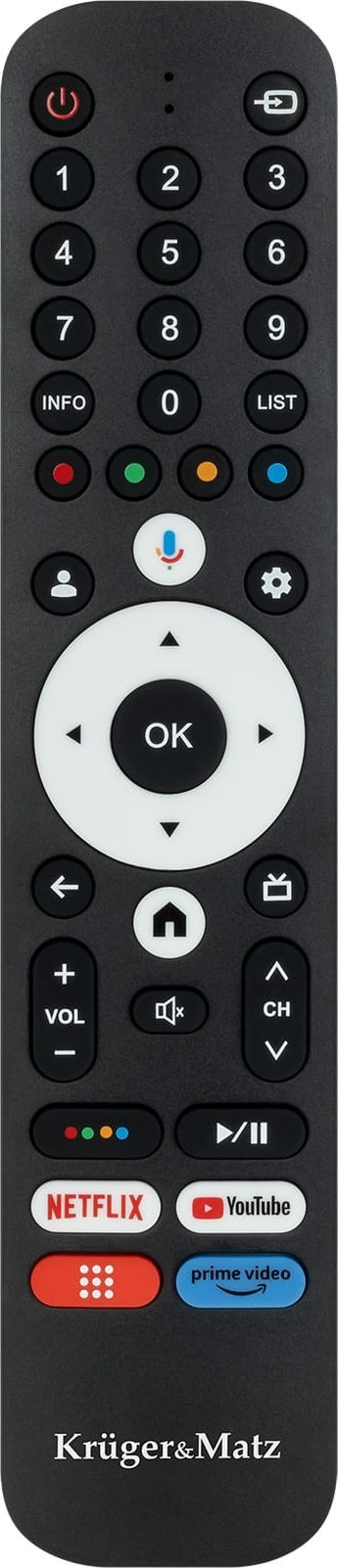 Pilot do TV Kruger&Matz Google TV z przyciskami numerycznymi