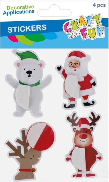 Dekoracja świąteczna Craft with Fun OZDOBA BN NAKLEJKI ZIMA MIX HARM 4SZT CF12/144
