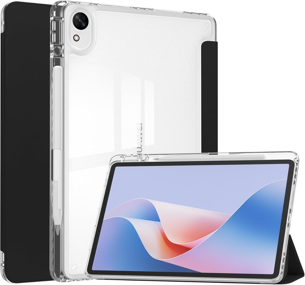 Etui z klapką Supero do Huawei MatePad SE 11 2024, przezroczysto-czarne
