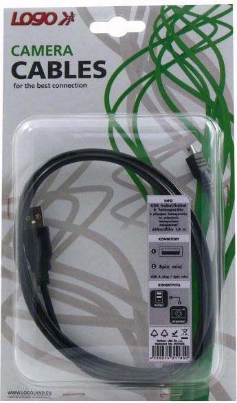Kabel USB Logo USB-A - miniUSB 1.8 m Czarny (31180)