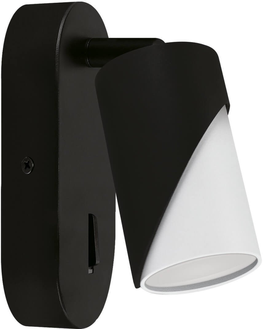 Kinkiet Shilo Ścienna lampa tuba Zebra 04216 Ideus z włącznikiem punktowa czarny biały