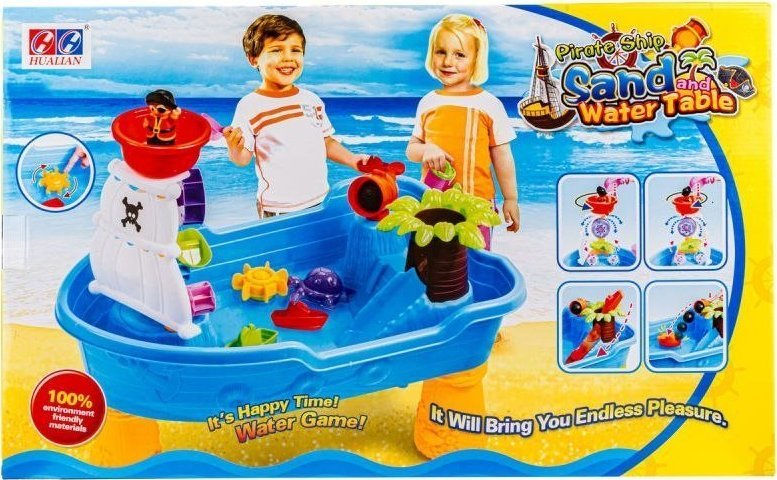Piaskownica Wodna Basen Statek Piracki - Stolik + Akcesoria Foremki