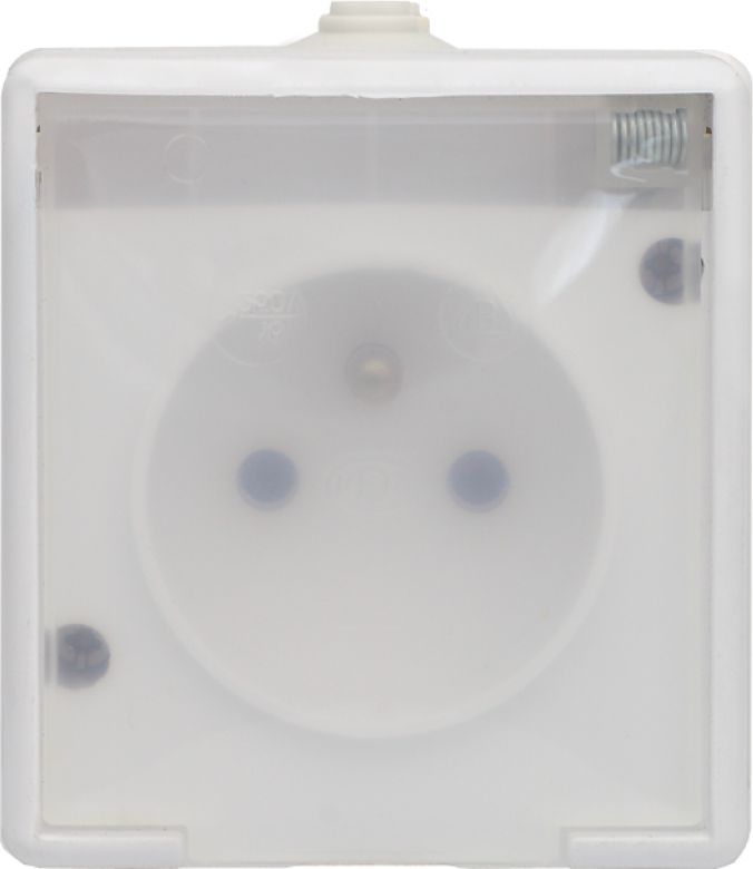 KOS TROL LINE Gniazdo hermetyczne pojedyncze z/u 16A IP44 z klapką transparentną białe (100132)