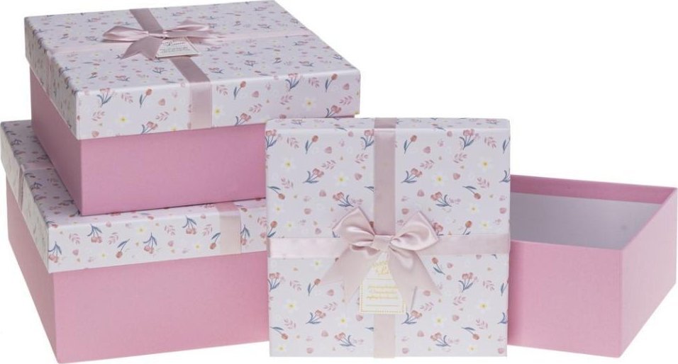 Rozette Pudełko prezentowe z kokardą 3szt różowy
