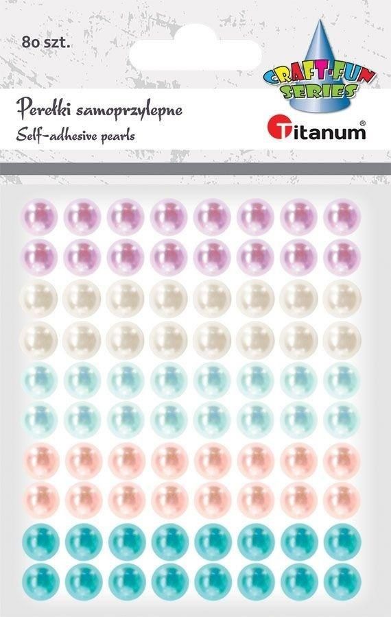 Titanum Kryształki samoprzylepne perełki 8mm mix 80szt