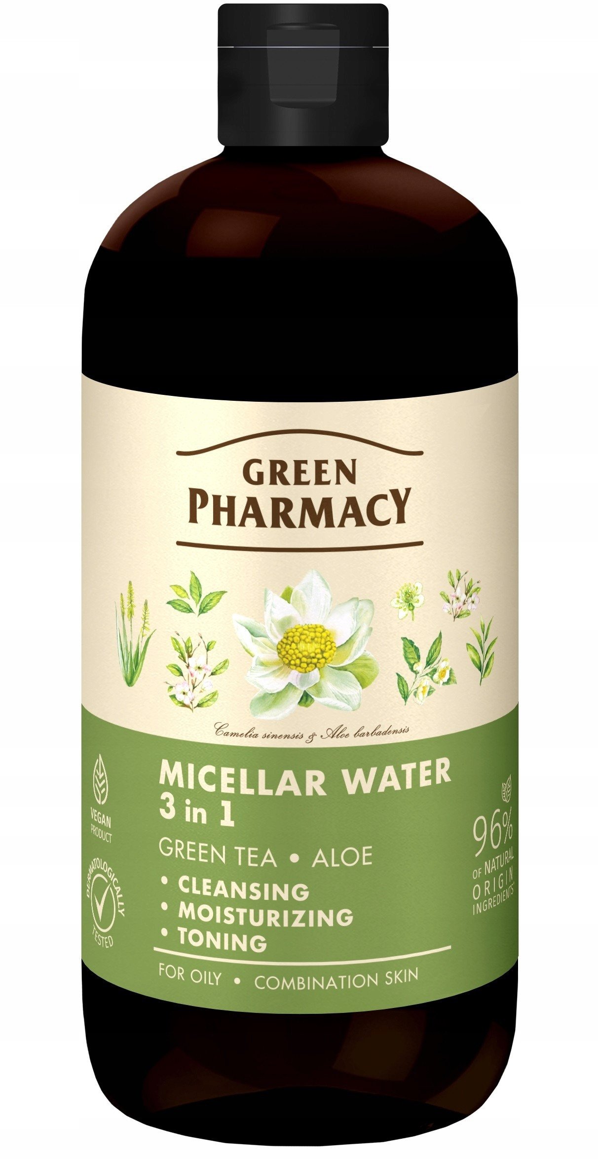 Green Pharmacy Woda micelarna 3w1 - zielona herbata i aloes 500ml