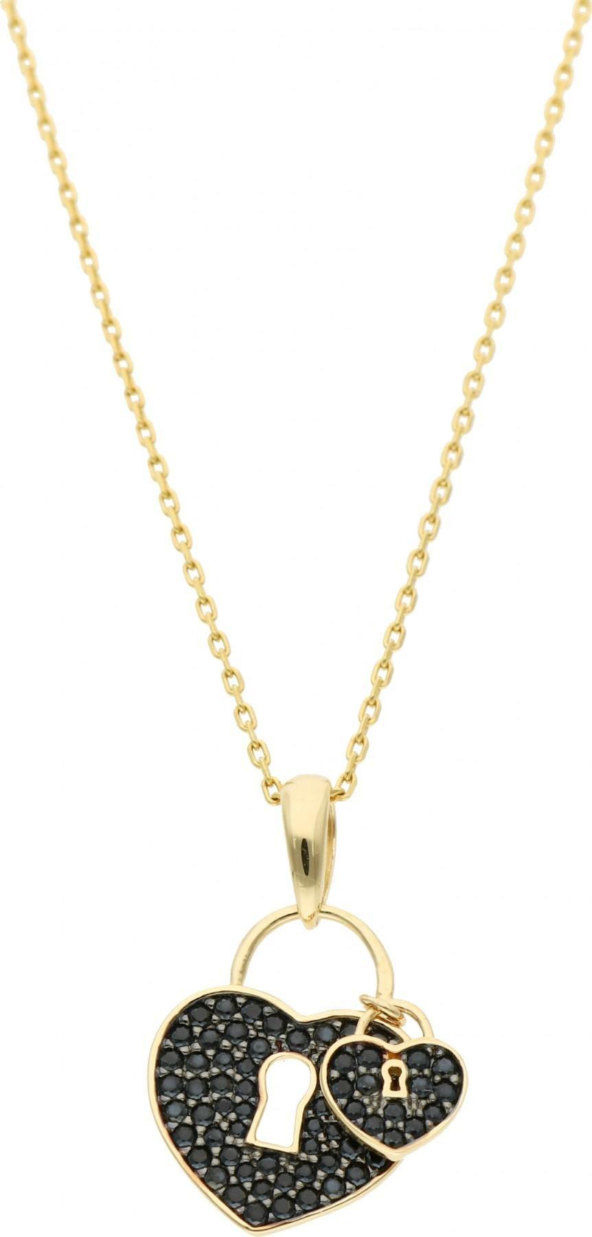 Rosanto Złota zawieszka serce z czarnymi cyrkoniami 585 14k