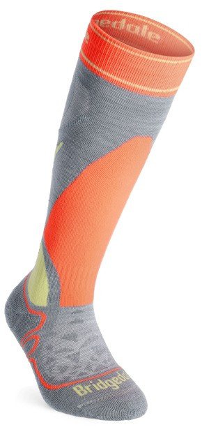 Skarpety dziecięce Bridgedale Ski Junior Racer Merino Performance - grey/neon 31 - 33