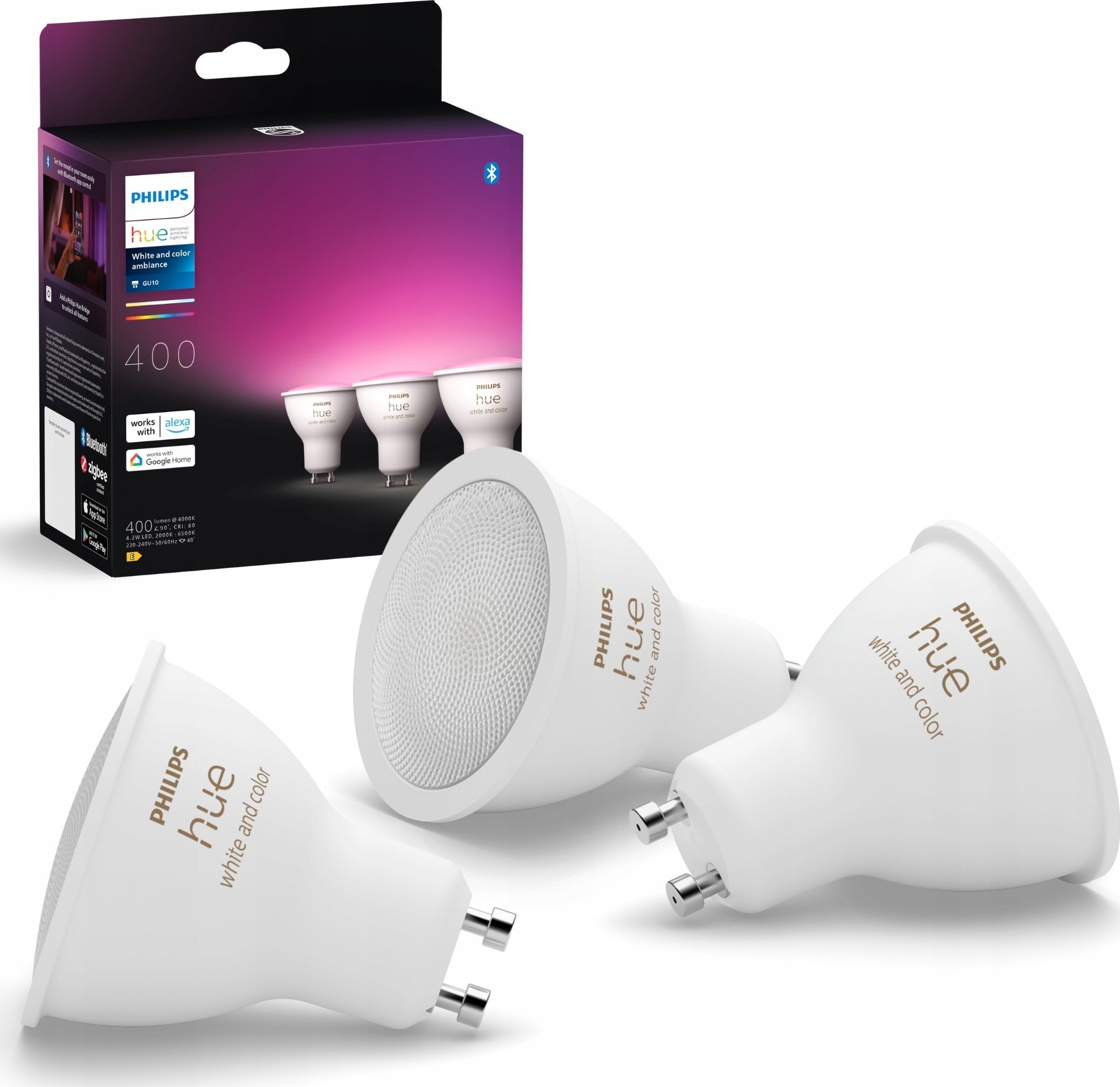 Signify Philips Hue White & Col. Amb. GU10 Dreierpack 3x350lm