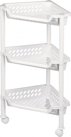 Plast Team Regał na kółkach narożny 3-poziomowy biały