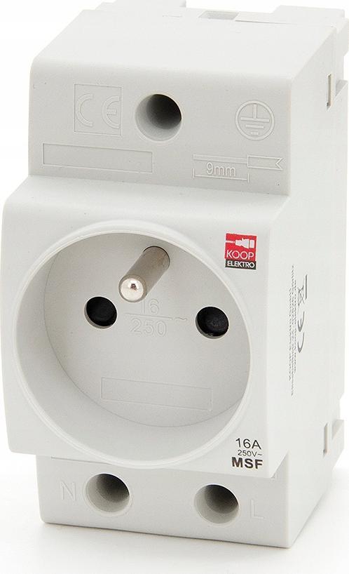 KOOP Elektro KOOP ELEKTRO GNIAZDO NA SZYNĘ Z UZIEMIENIEM GNIAZDKO MODUŁOWE MSF