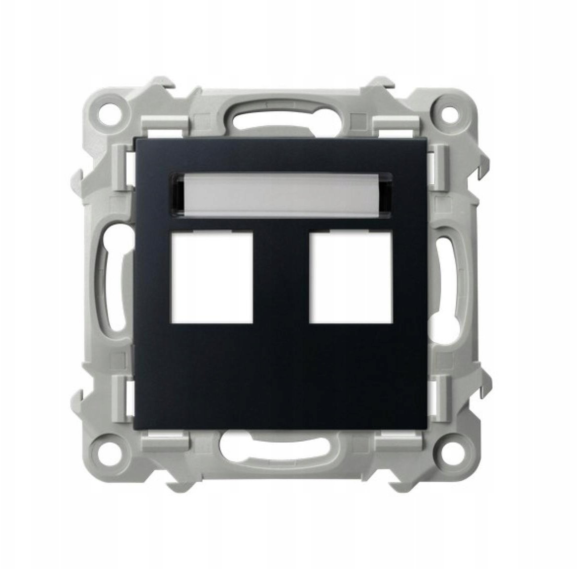 SZAFIR Obudowa gniazda podwójnego typu Keystone prosta czarny metalik GPK-2Z/p/33