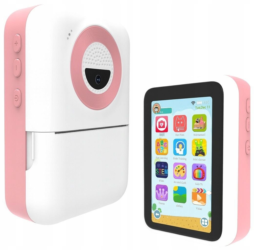 Xrec Mini Tablet Ai 4" Natychmiastowy aparat Drukarka Kamera Dla Dzieci Różowy