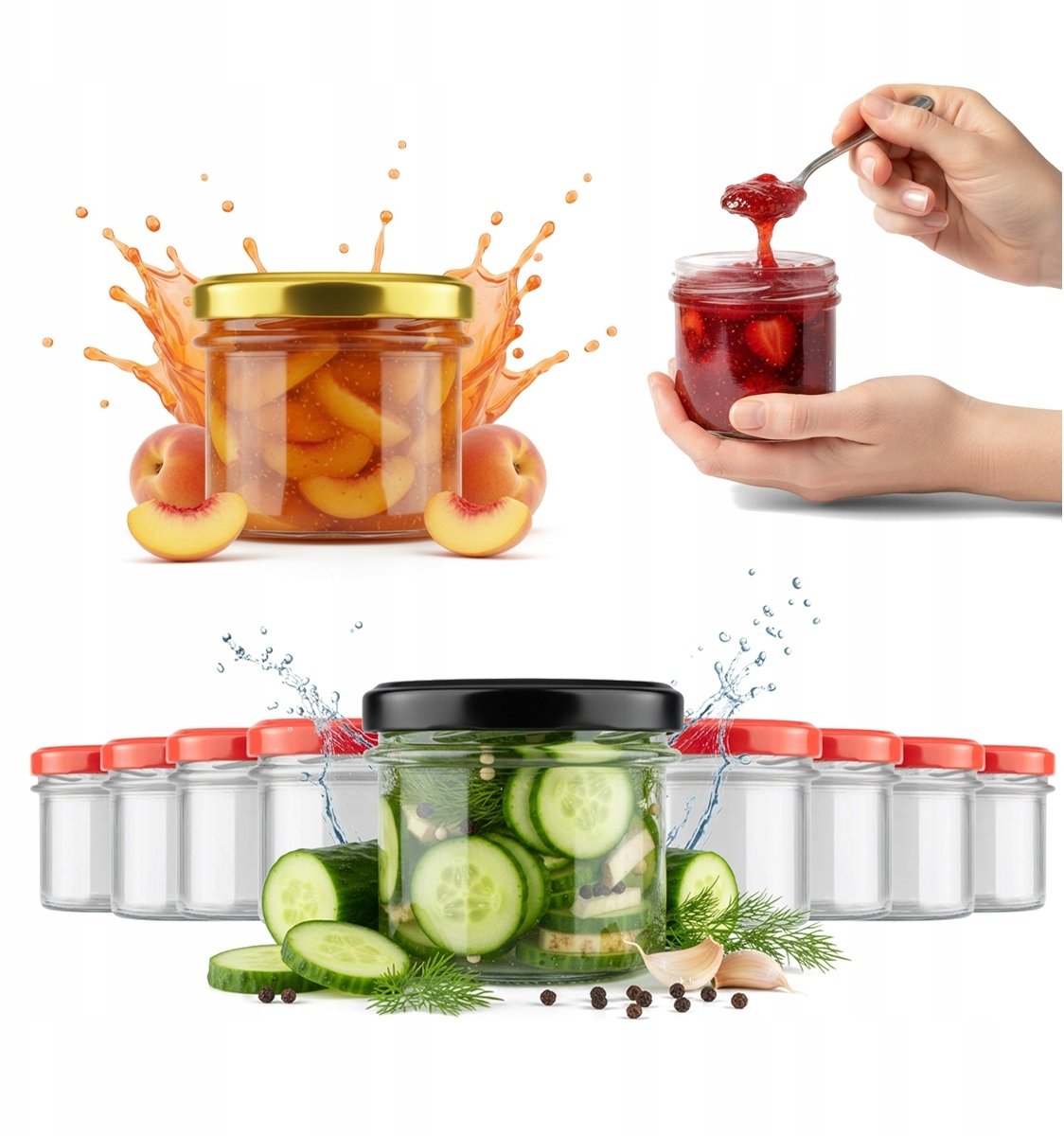 50x SŁOIKI SZKLANE PROSTY 140ml POJEMNIK NA ŻYWNOŚĆ MIÓD DŻEM PRZETWORY SOK