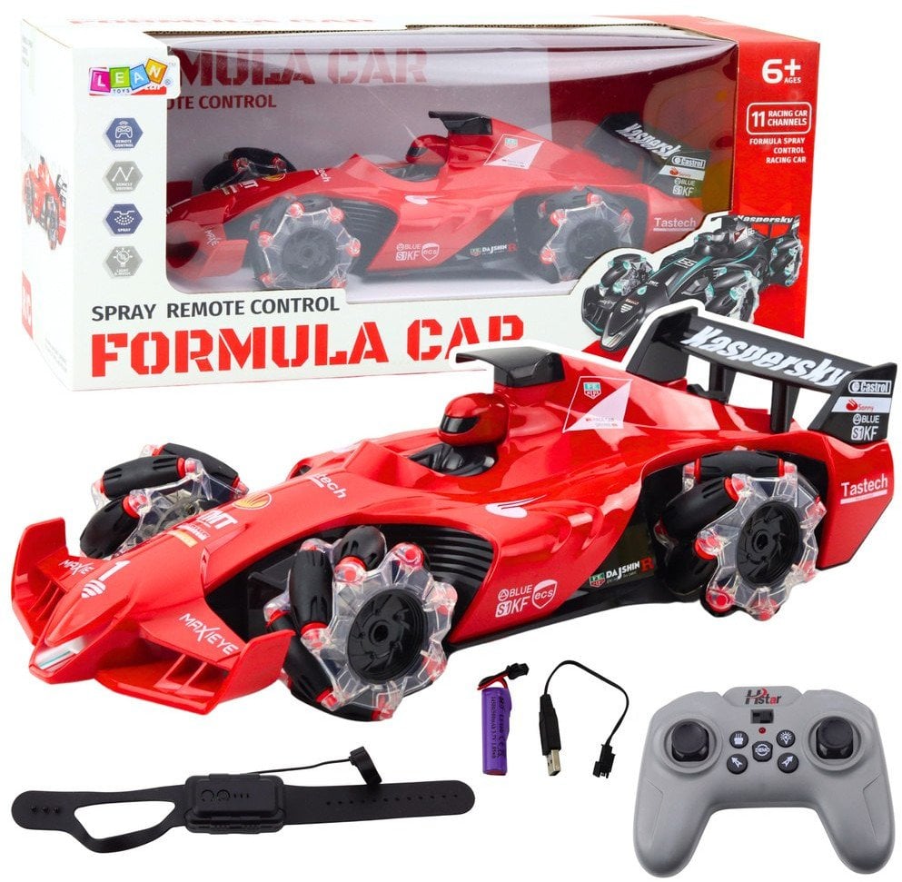 Auto Sportowe Wyścigówka Zdalnie Sterowana RC Efekt Dymu 2.4G Czerwona LEAN Toys