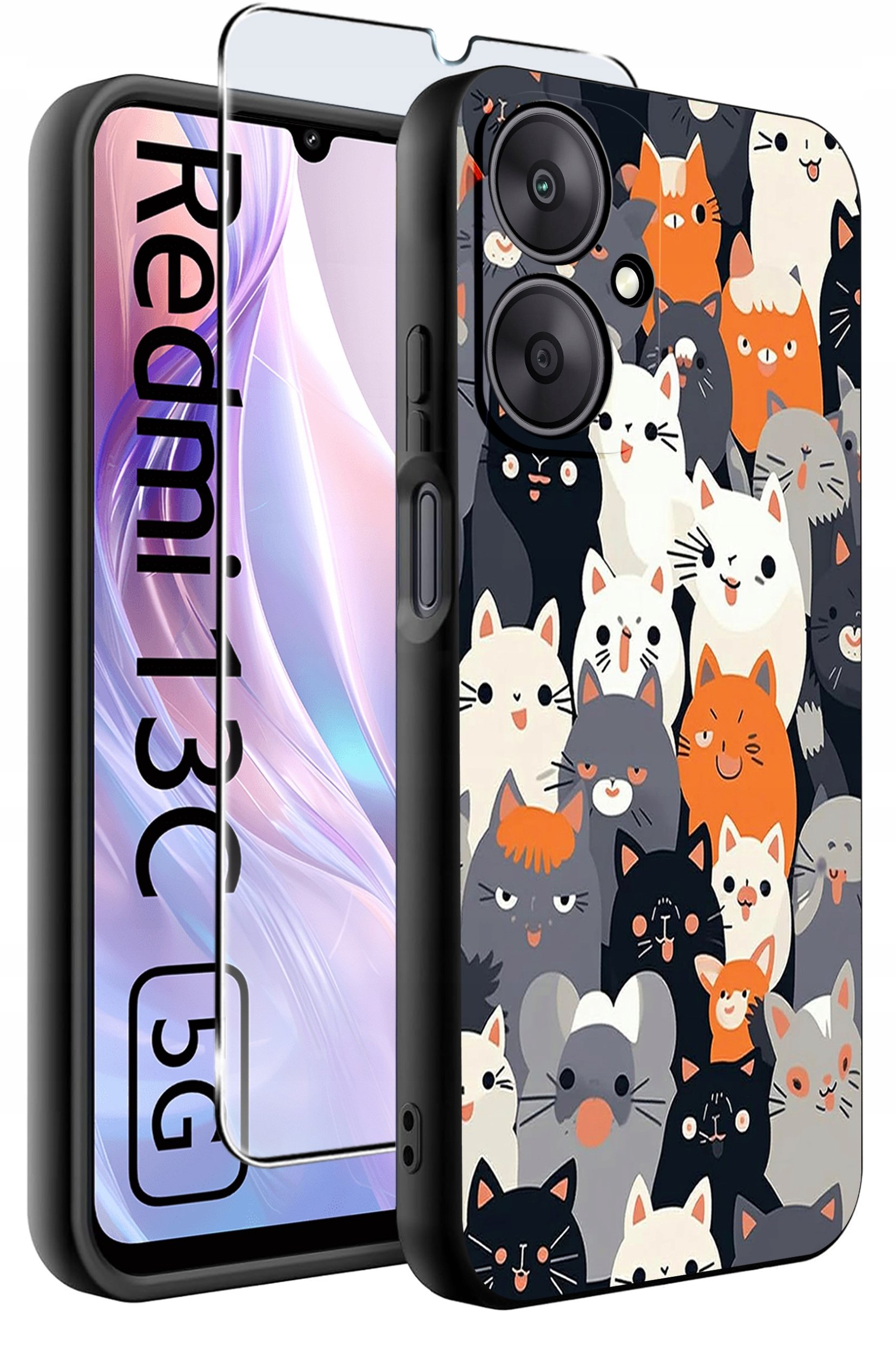 ETUI do Xiaomi Redmi 13C 5G WZORY |SILIKONOWE MATT CASE +SZKŁO HARTOWANE 9H