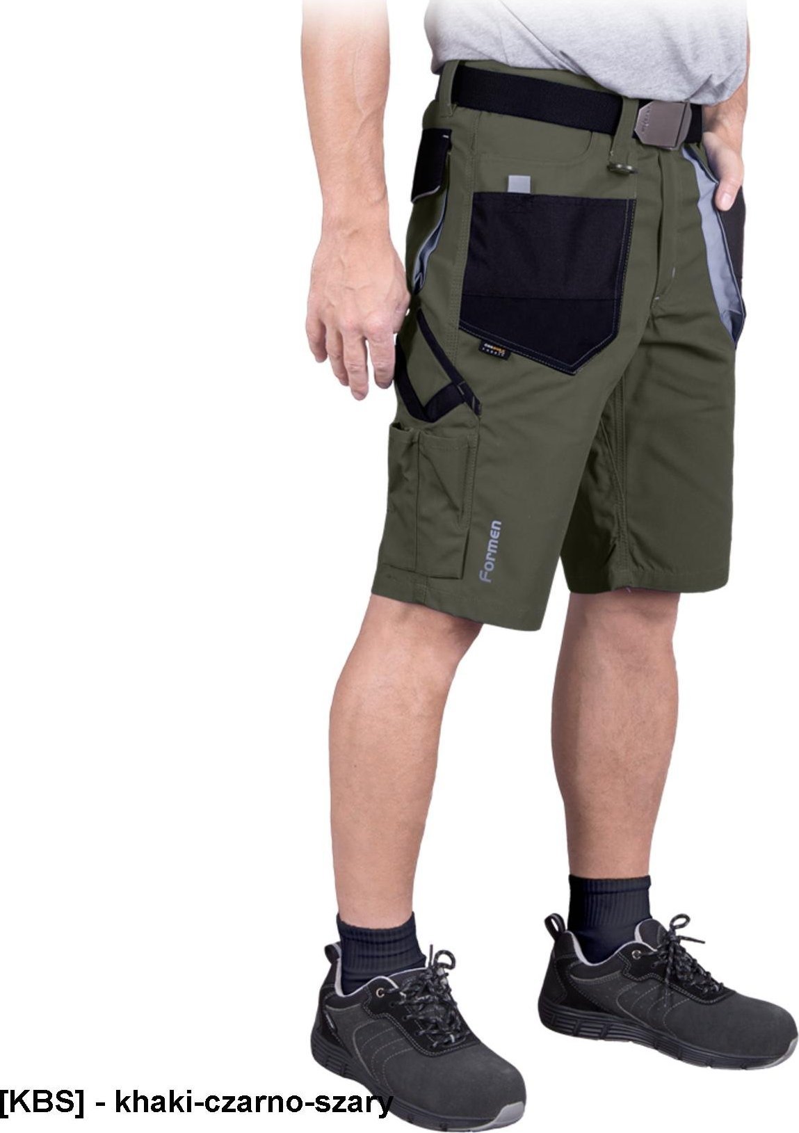 Leber&Hollman LH-FMN-TS - SPODNIE OCHRONNE DO PASA - KRÓTKIE, - khaki-czarno-szary M