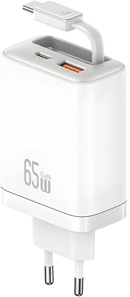 Ładowarka sieciowa USAMS Xiang Series CC299 65W 1xUSB-C 1xUSB-A + kabel USB-C biały