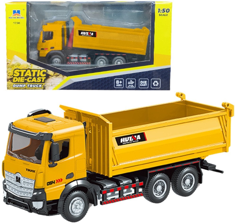 Ciężarówka Wywrotka Metalowa Huina Żółta 1:50