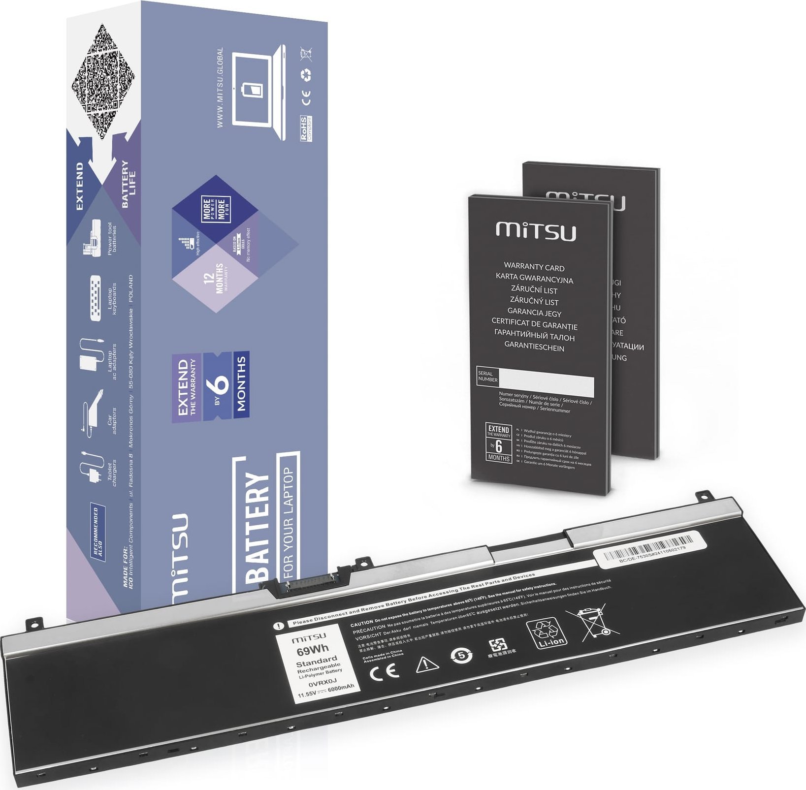 Bateria Mitsu do DellPrecision 7530, 7540, 7730 - NYFJH (6000mAh)