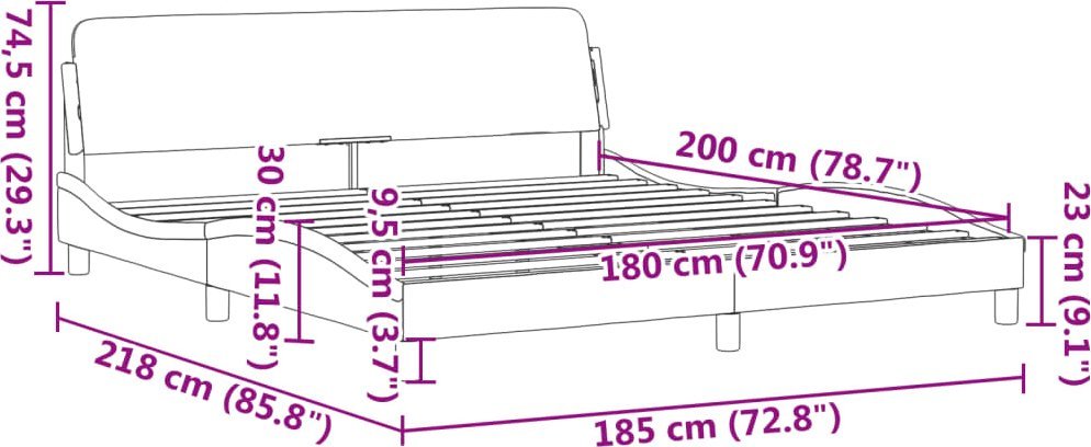 vidaXL vidaXL Rama łóżka z zagłówkiem, czarna, 180x200 cm, sztuczna skóra