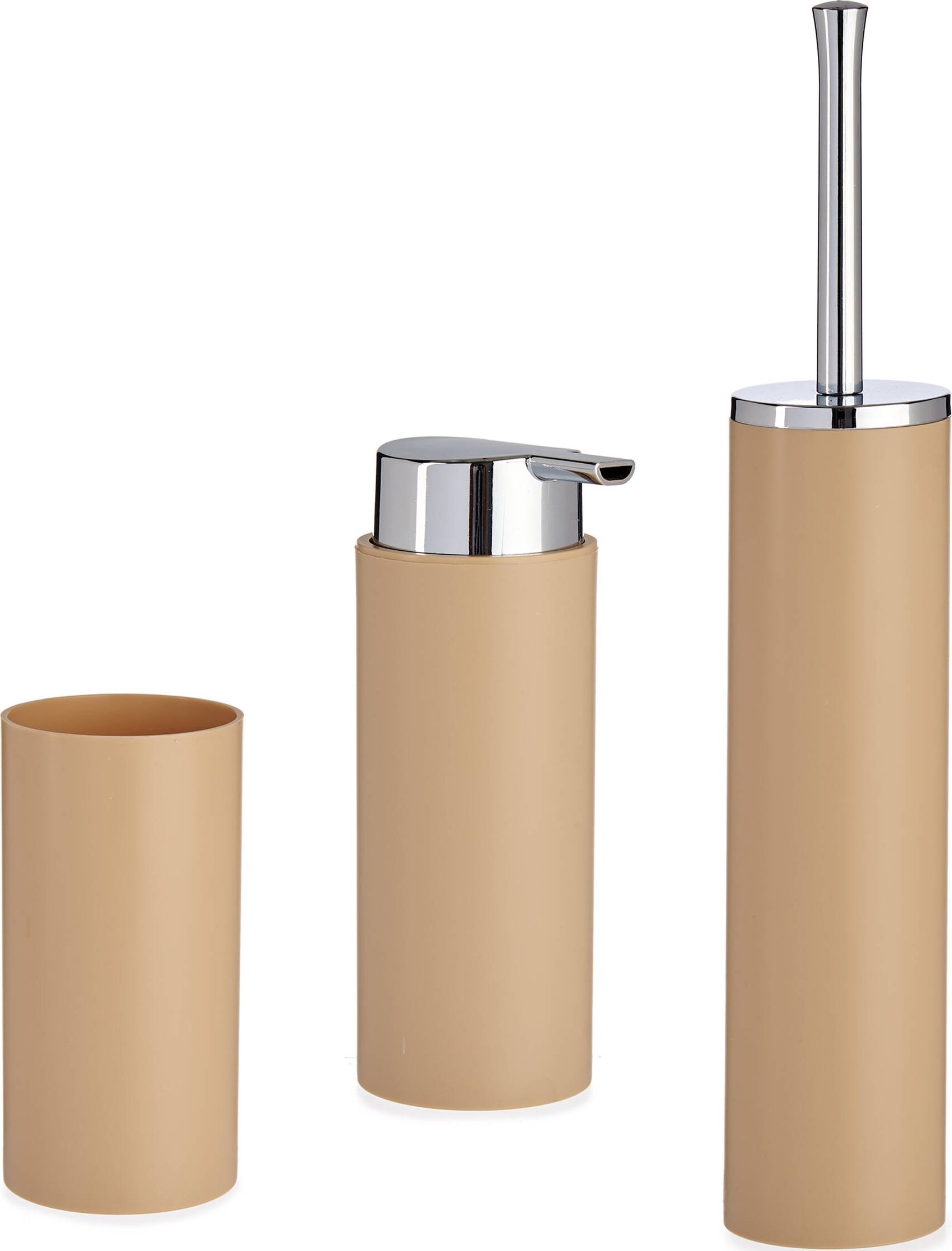 Berilo Plastikowe akcesoria do łazienki ze srebrnymi uchwytami, 3 elementy