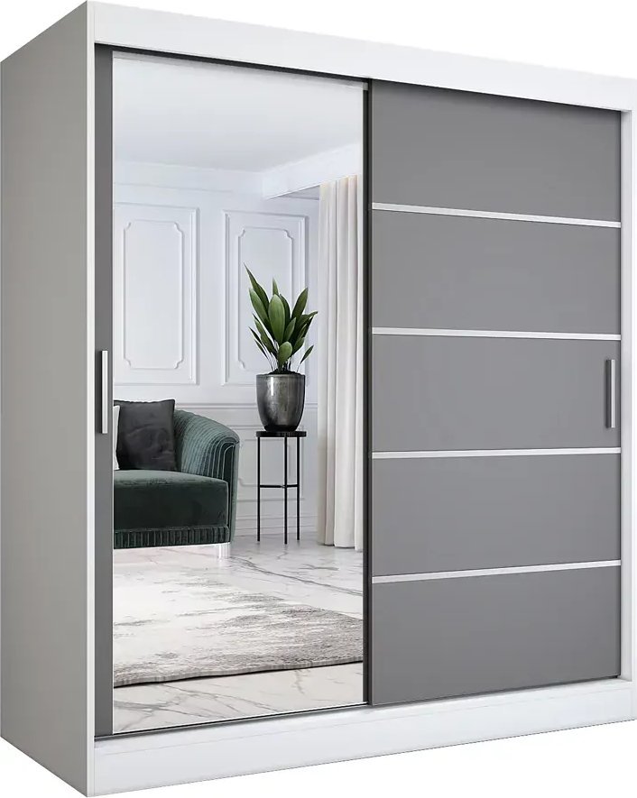 Elior Szafa przesuwna 180 cm biel + antracyt - Felix 5X