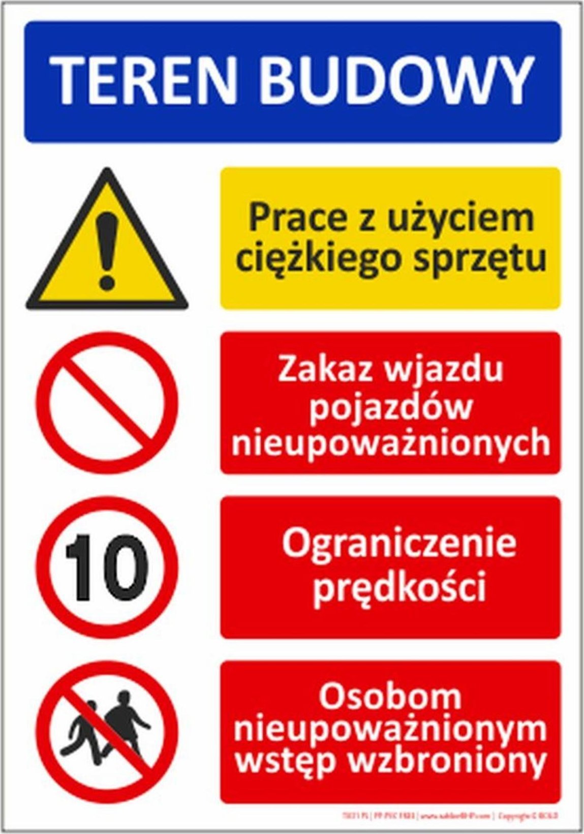 Bopl T039 PL - Teren Budowy, informacja o obowiązkach i zagrożeniach na budowy lub obiektu przemysłowego, płyta wodoodporna 3mm, -20 do 90C