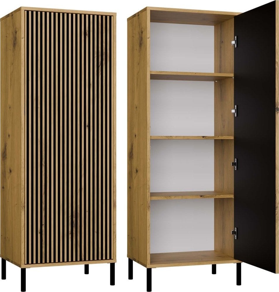 Witryna KAMARO 1DD SLIM DĄB ARTISAN Lamele Front Ryflowany