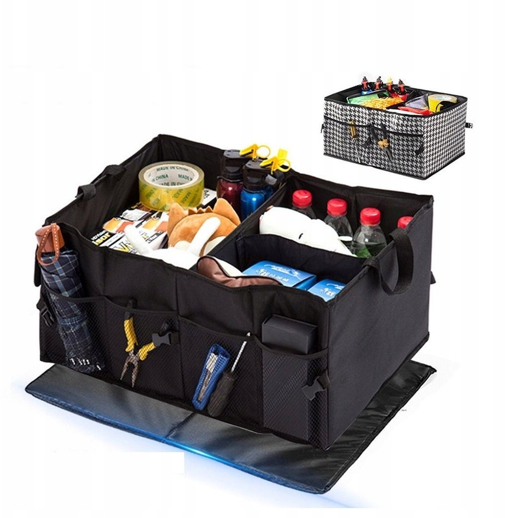 Składany pojemnik organizer do bagażnika samochodowego (materiał Oxford) czarny