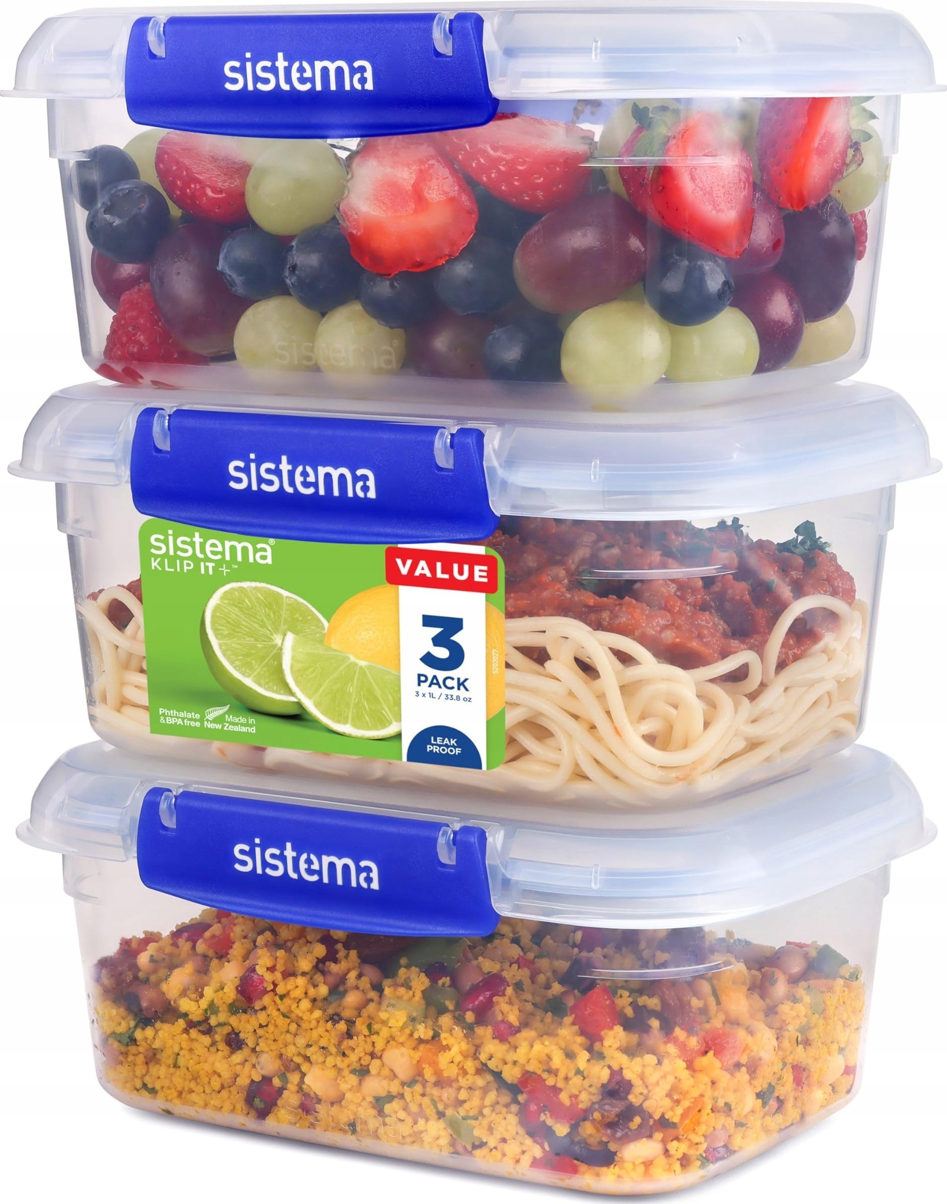 Sistema - Rectangle Klip it Plus 3pack 1L