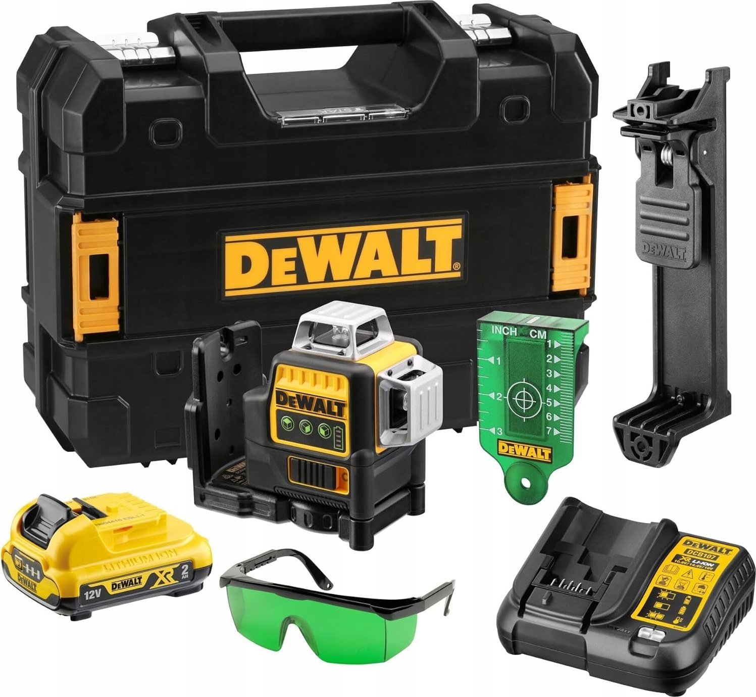 Dewalt Laser krzyżowy Dewalt laser liniowy DCE089D1G-QW 10,8 V, 2 Ah, 30 m