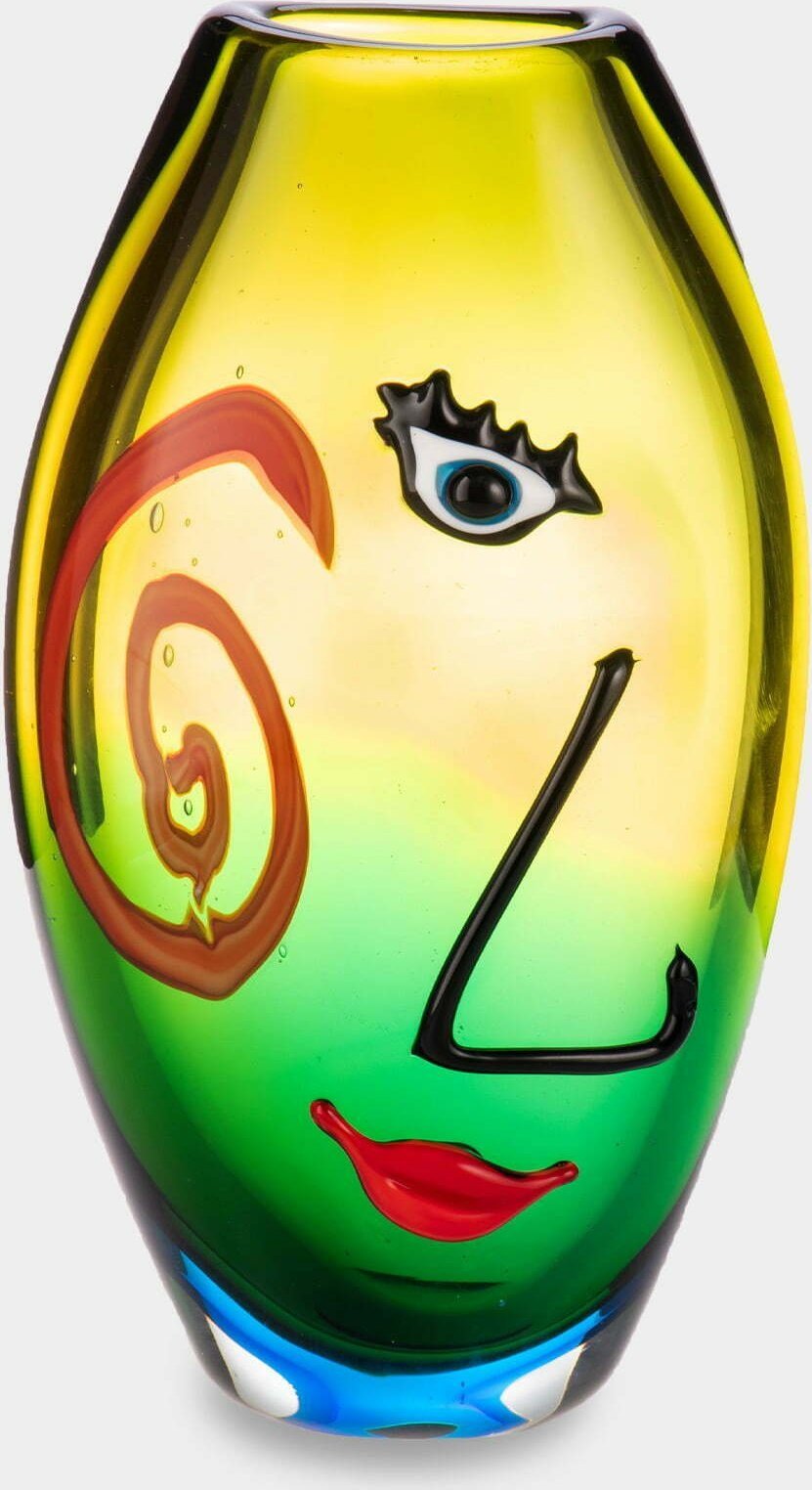 rzezbyzbrazu Wazon Szklany w Stylu Murano Kobieca Twarz