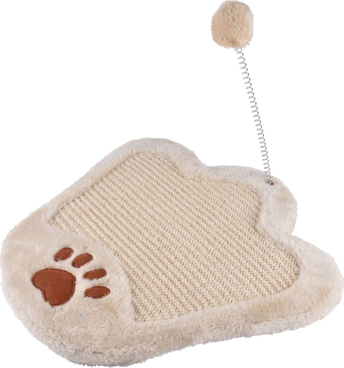 Homea Drapak dla kota w kształcie łapki z pomponem, 35 x 35 x 23 cm, beżowy